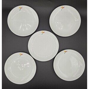 Lot of 5 Aloha Airlines First Class White Ceramic Bread Plate Dish - New Unused